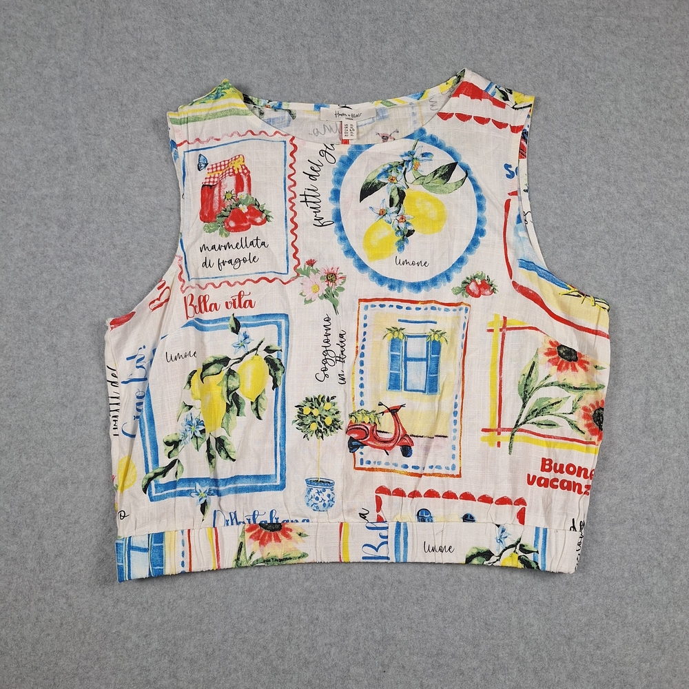 Haver & Blair London Blouse Size XL Colorful Graphic